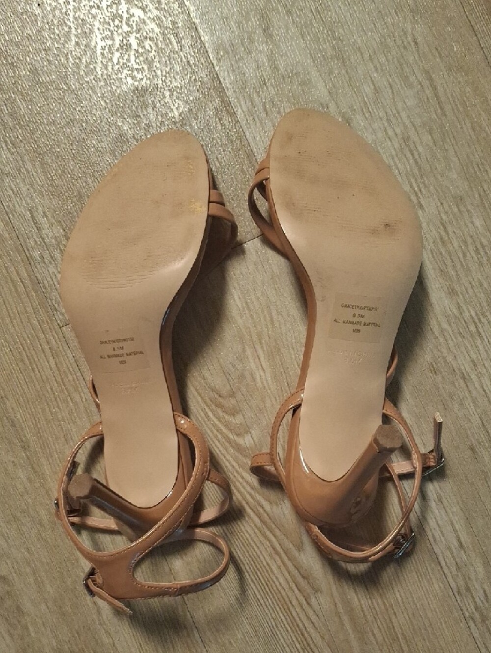 Steve Madden Patent Tan Strappy Lace-Up Sandals - Picture 12 of 13